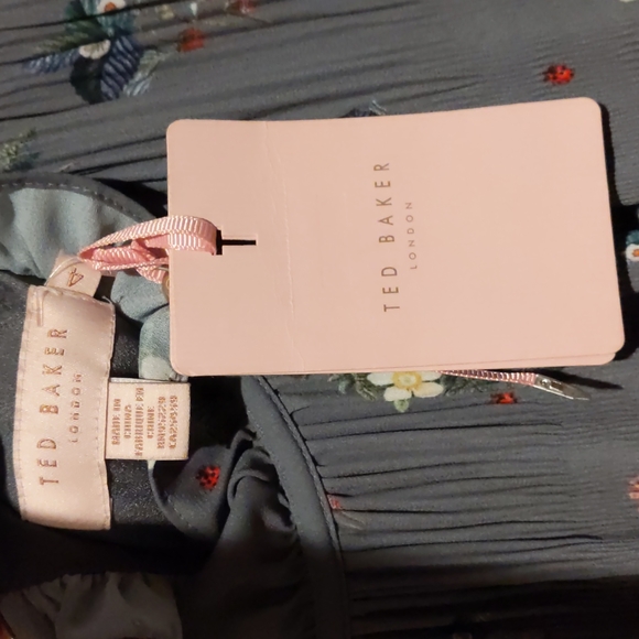 Ted Baker, size 12 sleeveless grey floral midi dress - Picture 3 of 15